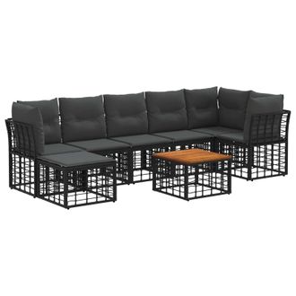 vidaXL Conjunto De Sof&aacute;s De Exterior 8 Pcs Negro Y Gris Oscuro Vidaxl
