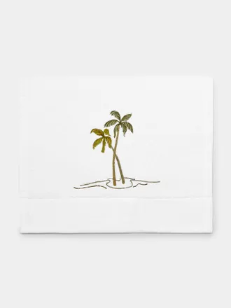 Loretta Caponi Palm Tree Hand-Embroidered Cotton Hand Towel