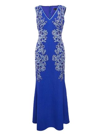 Tadashi Shoji 2023 pre-owned floral-embroidered maxi dress - Blue