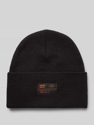 Superdry Beanie mit Label-Patch Modell WORKWEAR in Black, Gr&ouml;&szlig;e 1