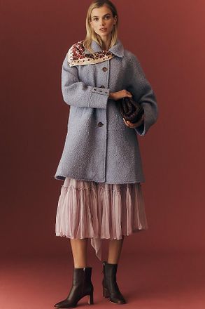 Maeve Wool Blend Drop-Waist Coat Jacket