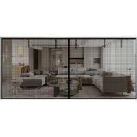 OEM Moustiquaire Baie Vitr&eacute;e 244 X 144 Cm Coulissante - Aimants Magn&eacute;tiques Pour Fermeture Automatique - Instalaci&oacute;n Adhesiva Sin Per&ccedil;age - Noir- Crezuo