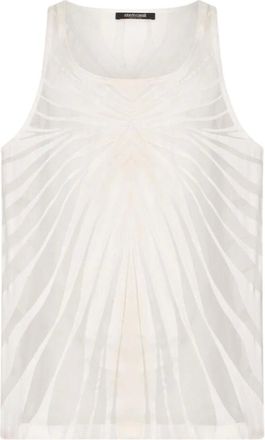 Roberto Cavalli Tops, Heren, Wit, L, Top Met Ray Devor&eacute; Print