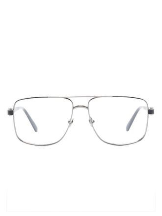 Moncler logo-plaque navigator-frame glasses - unisex - Metal/Acetate - 55 - Grey