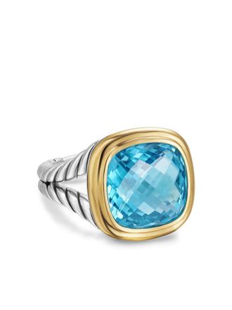 David Yurman 18kt geelgouden en sterlinge zilver Albion ring met topaas