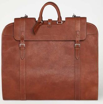 Brunello Cucinelli Mens Copper Leather Briefcase Bag