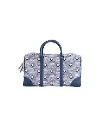 MCM Vintage Denim Duffle Bag with Crossbody Strap