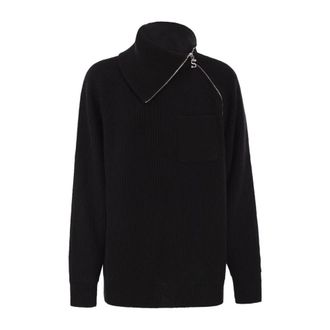 Sportmax Salpa Kasjmierblend Trui Met Rits - Dames - Truien - Zwart - Maat: XS Kasjmier