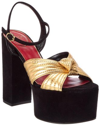 Valentino Crasher 125 Velvet & Leather Platform Sandal