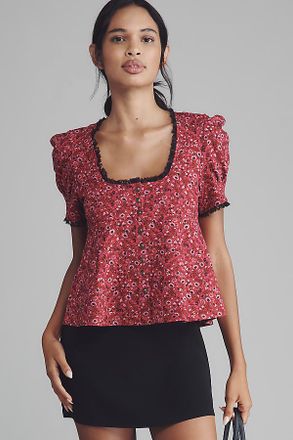 Maeve Puff-Sleeve Babydoll Top