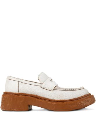 Camperlab Vamonos penny leather loafers - unisex - Nubuck Leather/Smooth Leather/Polyurethane/Recycled Polyester - 40 - White