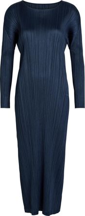 Pleats Please Issey Miyake Pleated Woven Midi Dress - Navy - 3