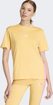 adidas T-Shirt ADIDAS SPORTSWEAR ESSENTIALS 3-STREIFEN COTTON, Damen, Gr. XXL, semi ice tangerine, st tropic bloom, Obermaterial: 100% Baumwolle, normal, Run