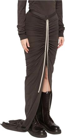 Moncler Lange Rok met Plooi - Dames - Maxi Rokken - Grijs - S - Katoen - Rokken