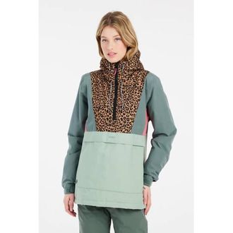 Protest ski-anorak Apel groen/camel/roze