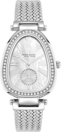 Anne Klein Crystal Mesh Strap Bracelet Watch, 28mm x 40.5mm in Silver at Nordstrom Rack