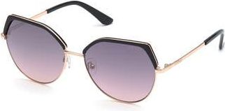 Guess 58mm Geometric Sunglasses in Shiny Black /Bordeaux Mirror at Nordstrom Rack