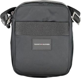 Tommy Hilfiger Tassen, Heren, Zwart, ONE Size, Polyester, Zwarte polyester schoudertas met logo