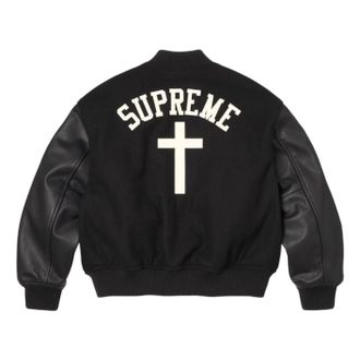 SUPREME SS26 Cross Varsity Jacket Black SUP-SS26-155-BLK