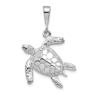 Diamond2Deal 14k White Gold Solid Polished Open-Backed Sea Turtle Pendant