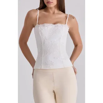 House of CB Chloe Embroidered Lace Camisole in White at Nordstrom, Size Small