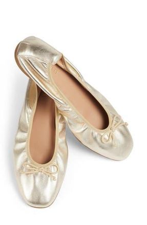 L.k. Bennett Trilly Metallic Ballet Flat in Champagne at Nordstrom Rack, Size 10Us / 40Eu