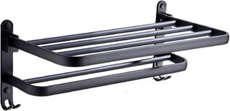 OEM Espacio Para Toallas Perforado, Aluminio Negro, Estantes Plegables Para Inodoro, Toallero, Gancho Para Toallas