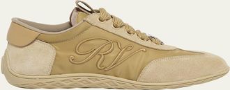 Roger Vivier Viv Low-Top Canvas and Suede Sneakers