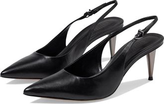 Schutz Womens Schutz Suzane Black Leather Pointed Toe Pin Heel Slingback HTAT497