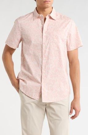 Nordstrom Short Sleeve Poplin Button-Up Shirt in Pink Uptown Paisley at Nordstrom Rack, Size Xx-Large