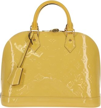 Louis Vuitton Alma Handbag Monogram Vernis Yellow Patent_Leather Handbag (Pre-Owned)
