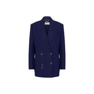 Moschino Cotton Shantung Jacket Laurel Crown - female - Moschino - Blazers - Blue - 2XS - Jackets