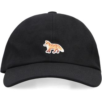 Maison Kitsun&eacute; Zwarte Baby Fox Logo Baseballpet - unisex - Petten - Zwart - ONE Size - Katoen - Accessoires