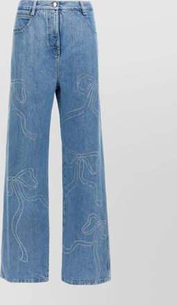 Mach & Mach crystal ribbon hot fix jeans