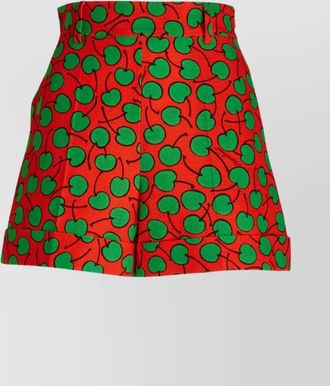 Moschino cotton high-rise cherry-print tailored shorts