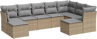 vidaXL Set De Sof&aacute;s De Jard&iacute;n 9 Pzas Con Cojines Rat&aacute;n Sint&eacute;tico Beige Vidaxl