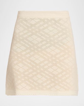 Burberry Check Pointelle Knit Mini Skirt