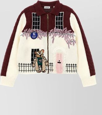 Burberry cashmere wool ribbed polo cardigan