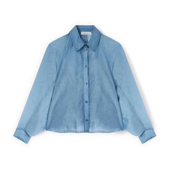 Motivi Dames, Blouses & Shirts, Blauw, Maat: S Poliester