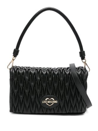 Love Moschino quilted logo-lettering shoulder bag - Black