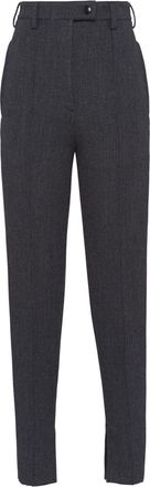 Prada high-rise natt&eacute; trousers - women - Wool - 42 - Grey