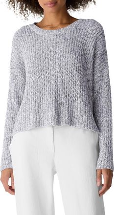 Eileen Fisher Crewneck Organic Cotton Blend Sweater in Dark Pearl at Nordstrom, Size Petite P