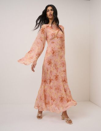 Nobody's Child Pink Floral Phoenix Midi Dress
