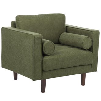 Beliani Sill&oacute;n Retro Tapizado Tela Respaldo Acolchado Grueso Sala De Estar Verde Nurmo