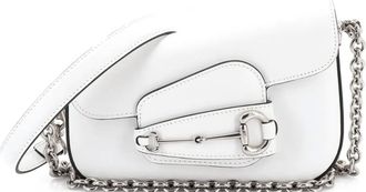 Gucci Horsebit 1955 Asymmetric Leather Mini shoulder bag - White