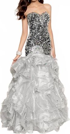 Alyce Paris Womens Prom Dress In Silver/white On