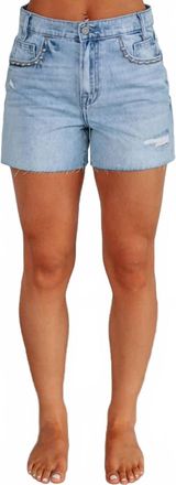Hidden Jeans Kayla High Rise Relaxed Shorts In Light Wash Studded