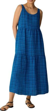 Eileen Fisher Sleeveless Scoop Neck Organic Cotton Dress in Deep Dive at Nordstrom, Size Xx-Small