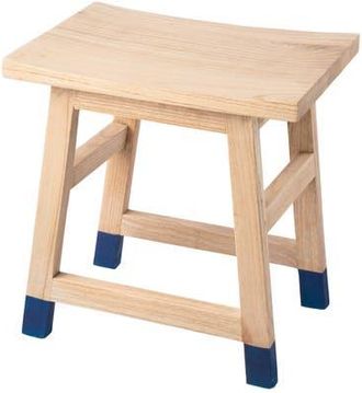 Jonathan Y Designs Finesse Classic Casual Handcrafted Solid Mindi Wood Accent Stool with Tipped Legs in Natural/navy at Nordstrom