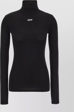 Off-white close fit turtleneck knit sweater